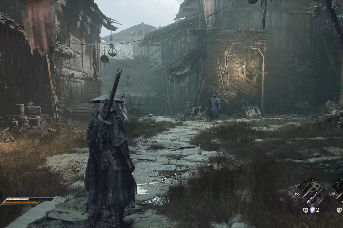Soul explore un village abandonné et un environnement montagneux de Phantom Blade Zero